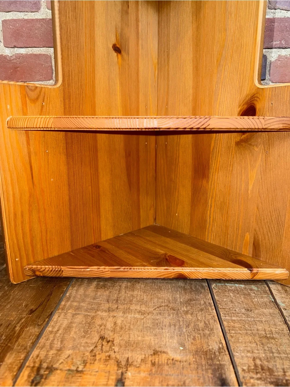 Corner Wall Display Shelf Natural Brown Adjustable Peg Shelves Rustic Farmhouse